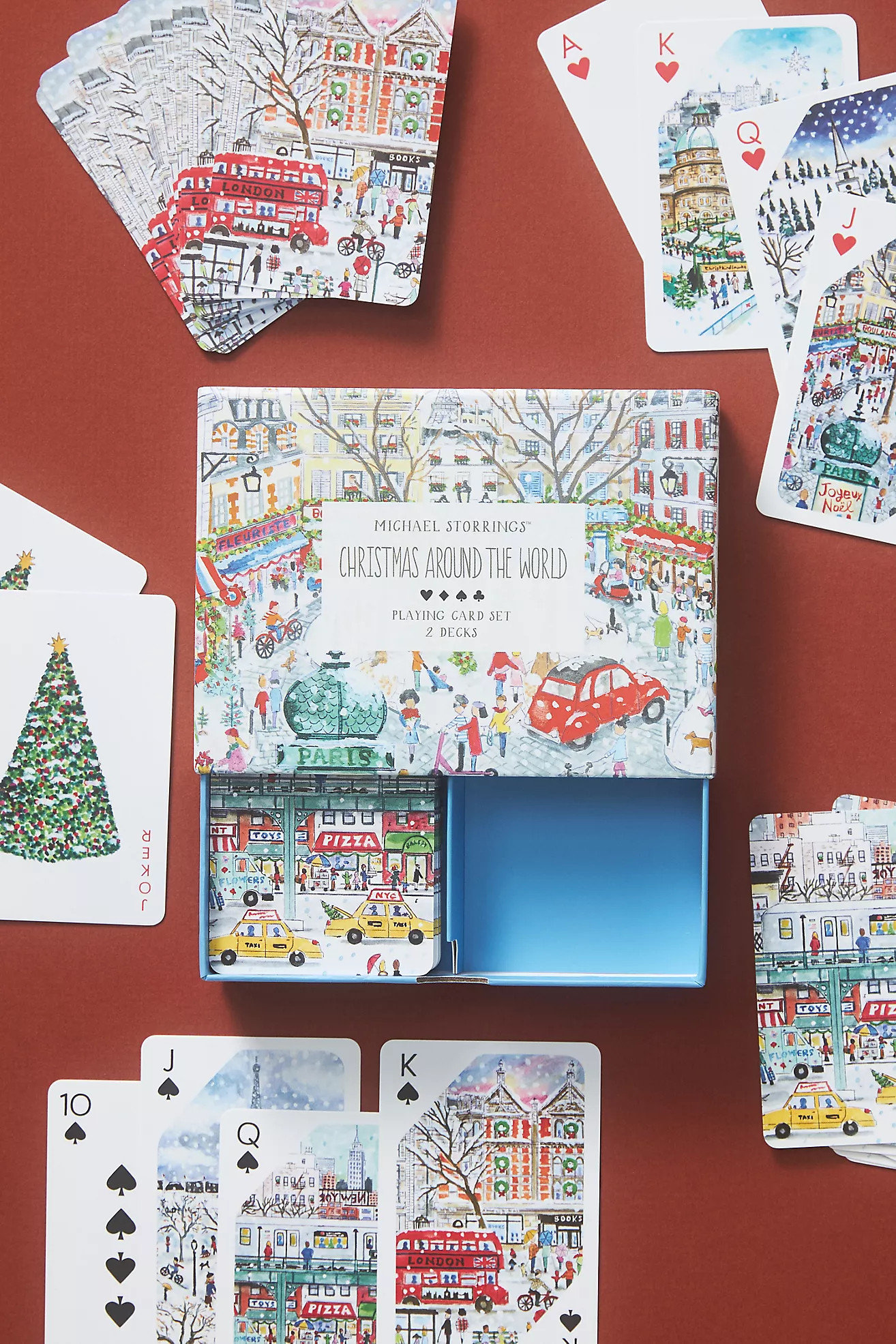 Michael Storrings Christmas Around the World Playing Cards, Set of 2 | Anthropologie (US)