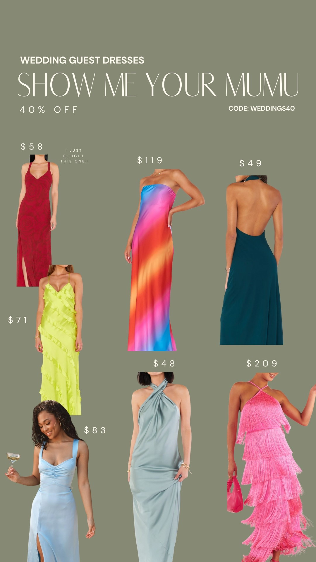 This is the perfect time to shop for wedding guest dresses or bridesmaids dresses!! They are currently 40% off 

#LTKSaleAlert #LTKFindsUnder100 #LTKWedding