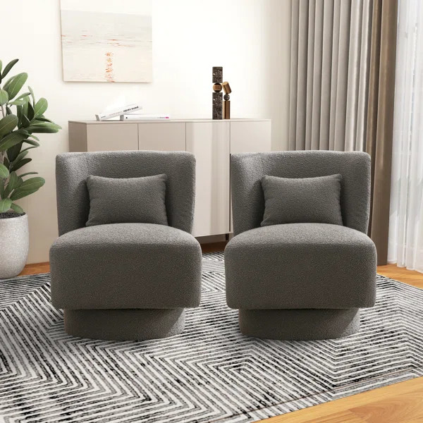 23.8" W Polyester Swivel Barrel Chair (Set of 2) | Wayfair Professional