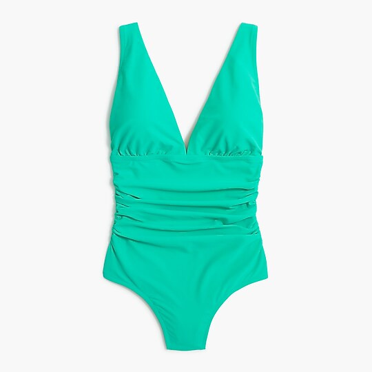 V-neck ruched one-piece swimsuit | J.Crew Factory