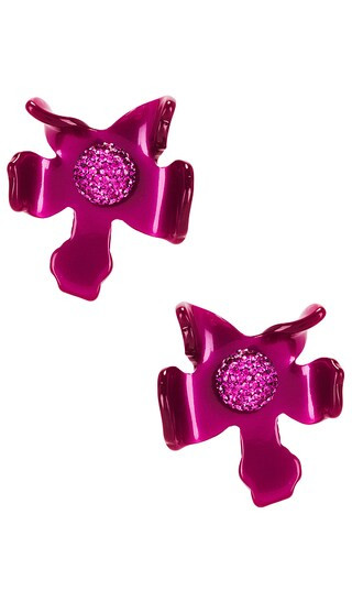 Crystal Lily Button Earrings in Raspberry | Revolve Clothing (Global)