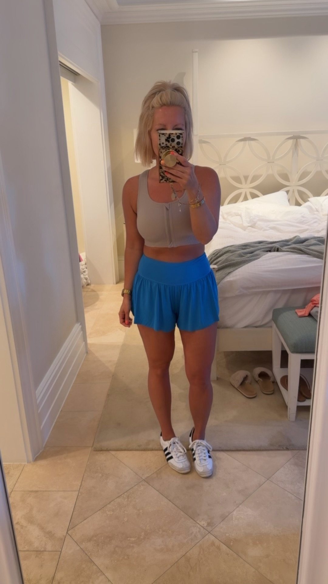 Today’s workout outfit! This flowy shorts with built in bike shorts are cute and comfy! Come in lots of colors too!!
⬇️⬇️⬇️
Shorts medium
Bra medium but could have sized down 
Shoes TTS

#LTKActive #LTKfitnessgoals #LTKSaleAlert