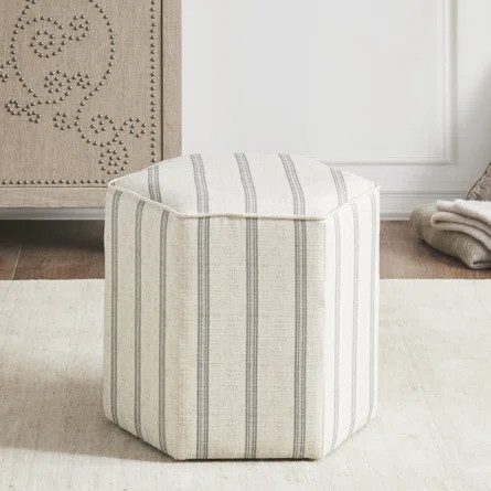 Martha Stewart Ellen Striped Farmhouse Cube Ottoman | Wayfair Professional