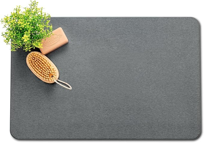 Stone Bath Mat, Non-Slip Natural Diatomaceous Earth Bath Mat, 23.5" x 15.5" Bath Stone Mat, Easy ... | Amazon (US)