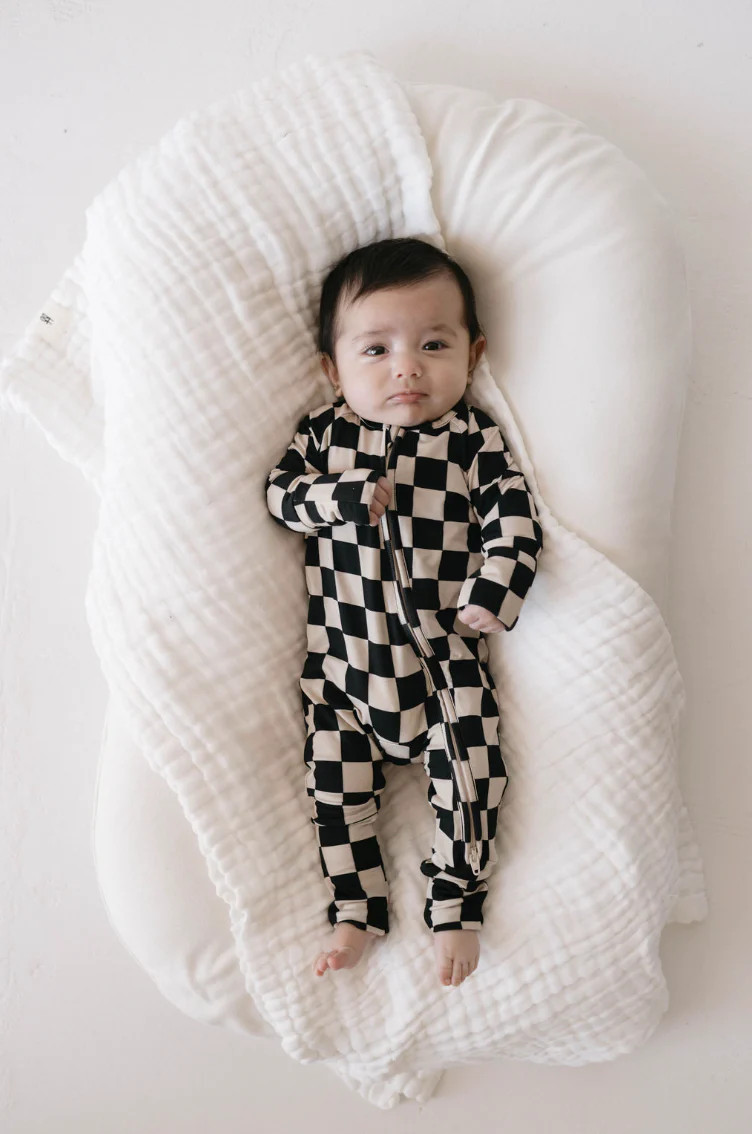 Bamboo Zip Pajamas | Black Checker | Forever French