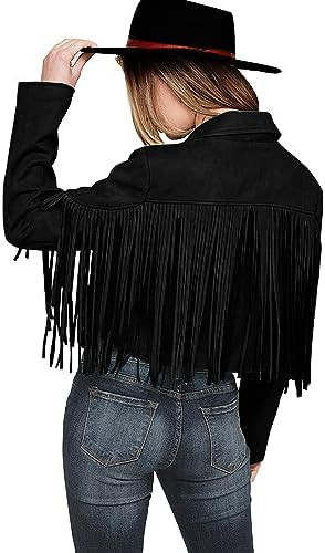 PRETTYGARDEN Women's Fringe Faux Suede Leather Jackets Fall Fashion 2026 Tassel Motorcycle Croppe... | Amazon (US)