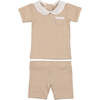 Raised Stripe Two-Piece Set, Beige | Maisonette