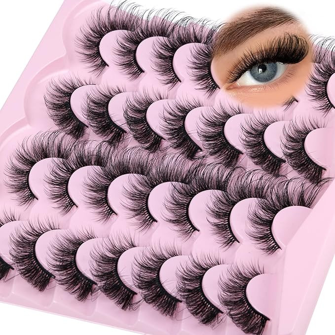 False Eyelashes Cat Eye Lashes Wispy Mink Lashes Natural 14 Pairs Fluffy Fake Eyelashes Pack Stri... | Amazon (US)