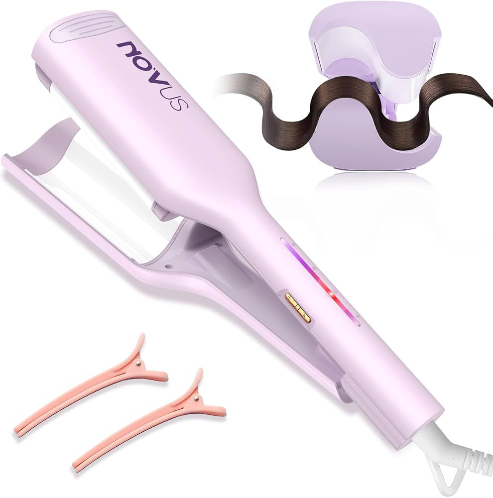 NOVUS Curling Iron Hair Crimper Waver - 1.25 Inch Anti-Scald Waves Curling Wand, Ionic Deep Waver... | Amazon (US)