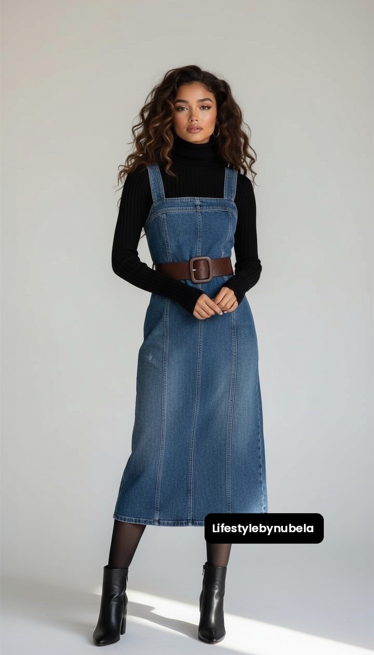 Denim dress layered over turtleneck fall/ Winter outfit : Sleeveless denim dress over black turtleneck, tights, ankle boots, fall boot
#Denim #WhattoWear#HowtoStyle#OOTD #LTKMidSize #LTKFinds 

#CasualDenimLooks #HowToStyleJeans #StreetStyle2025 #EverydayDenim #DenimOutfitIdeas #WardrobeStaples #ChicAndCasual #ModernDenimStyle #stylebynubela #DenimOutfits #FallFashion #EarlyFallStyle #CasualFallLooks #OOTDFall
#LTKxMadewell #LTKFallSale 

#LTKBump #LTKOver40 #LTKSeasonal #LTKStyleTip #LTKPetite #LTKSaleAlert #LTKPlusSize