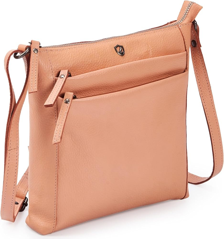 Leather Crossbody Bags for Women Small Genuine Nappa Purse Multi-Zip Travel Sling Shoulder Handba... | Amazon (US)