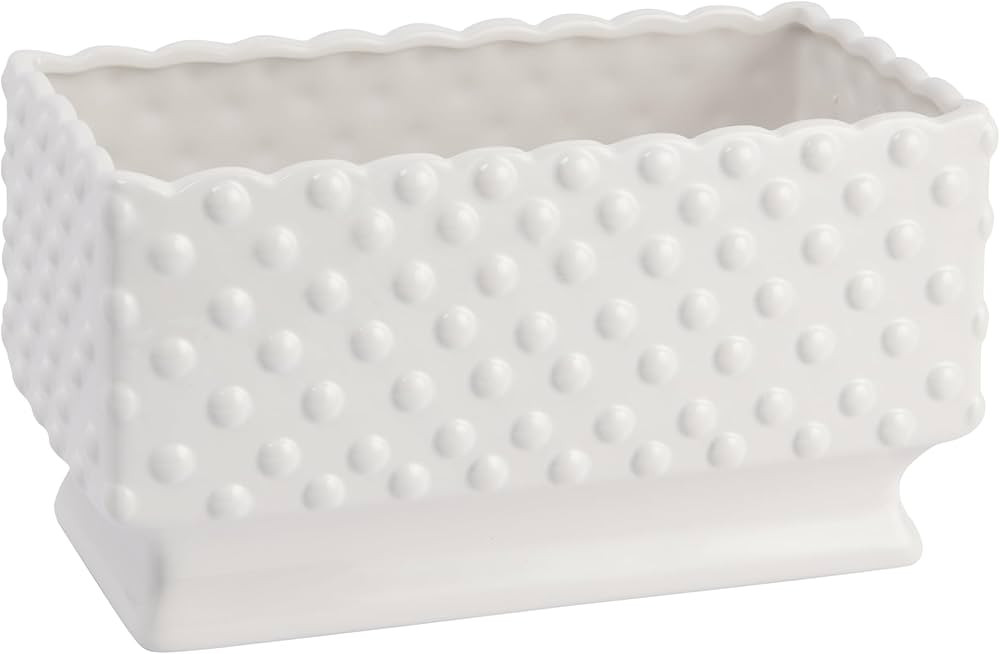 Creative Co-Op White Hobnail Rectangle Ceramic Planter | Amazon (US)