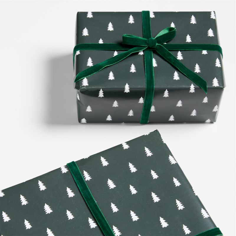 Kraft Green Trees Holiday Gift Wrap | Crate & Barrel | Crate & Barrel