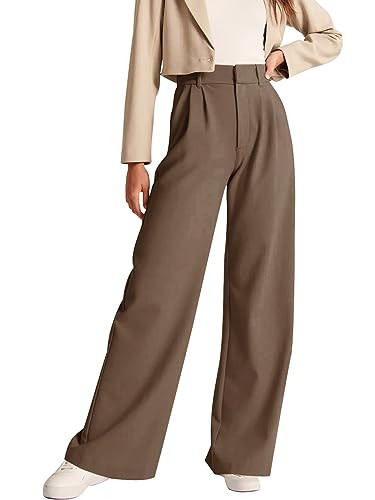 Nimin High Waisted Vintage Business Casual Pants - Loose, Dressy Trousers for Women - Tawny X-Large | Amazon (US)