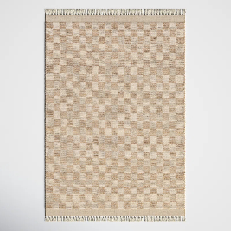 Tali Flatweave Natural Fibers Checkered Rug | Wayfair North America