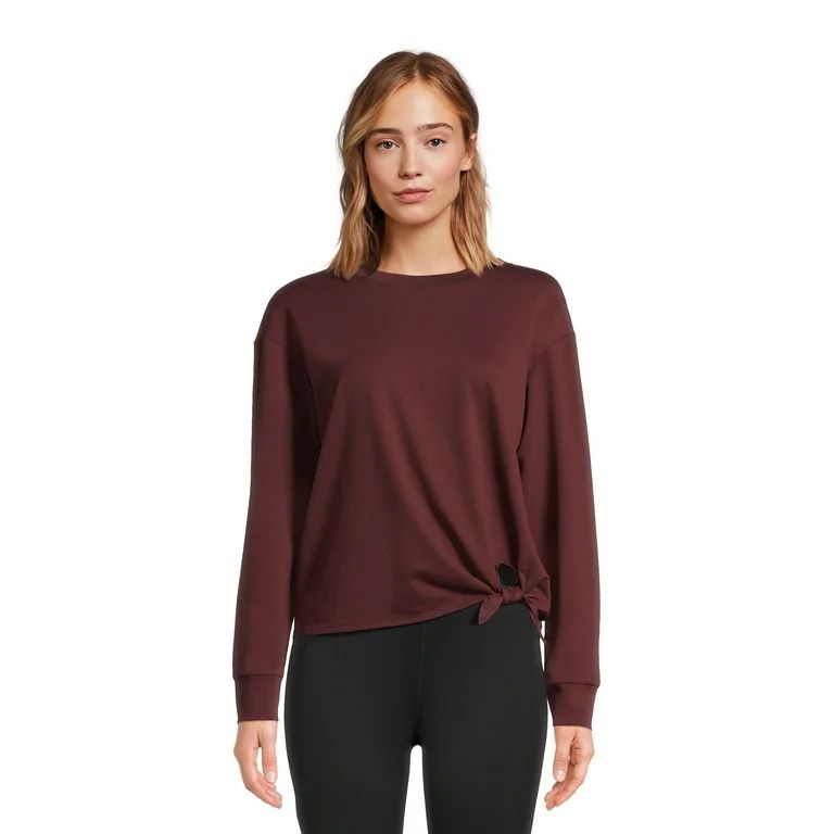 Avia Women's Side Tie French Terry Cloth Top with Long Sleeves, Sizes XS – XXXL | Walmart (US)