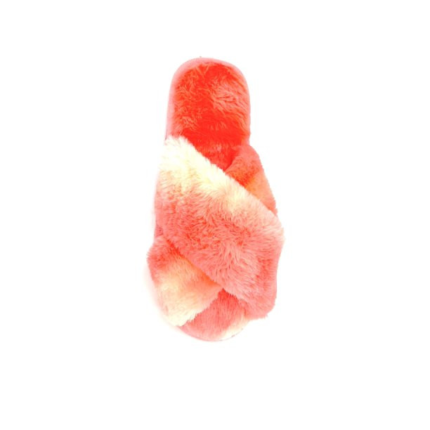 Women's Fuzzy Fur Cross Band  Slippers Red & White Size 6-7 US | Walmart (US)