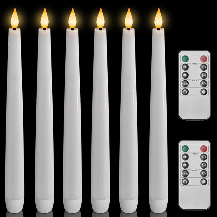 Homemory 6 Pcs Waxy Flameless Taper Candles with Remote, Led Candlesticks Classic Tall Candle, Fl... | Amazon (US)