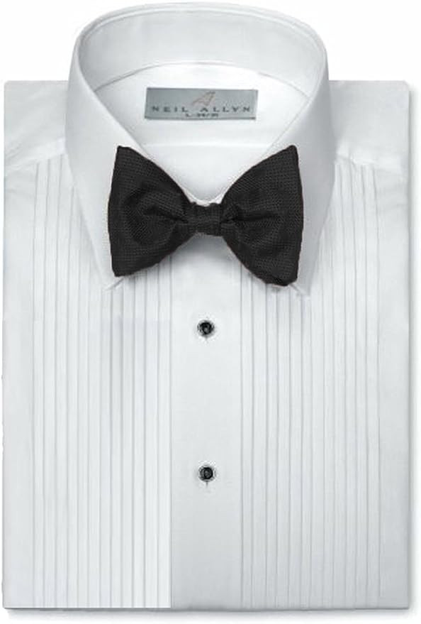 Neil Allyn Mens Tuxedo Shirt Poly/Cotton Laydown Collar 1/4 Inch Pleat (15.5 X 32-33)White | Amazon (US)