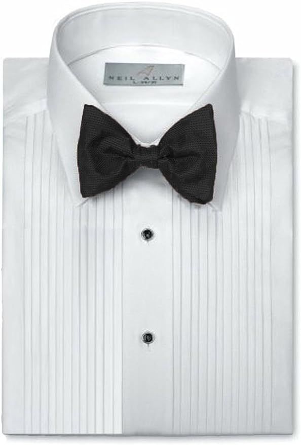 Neil Allyn Mens Tuxedo Shirt Poly/Cotton Laydown Collar 1/4 Inch Pleat (15.5 X 32-33)White | Amazon (US)