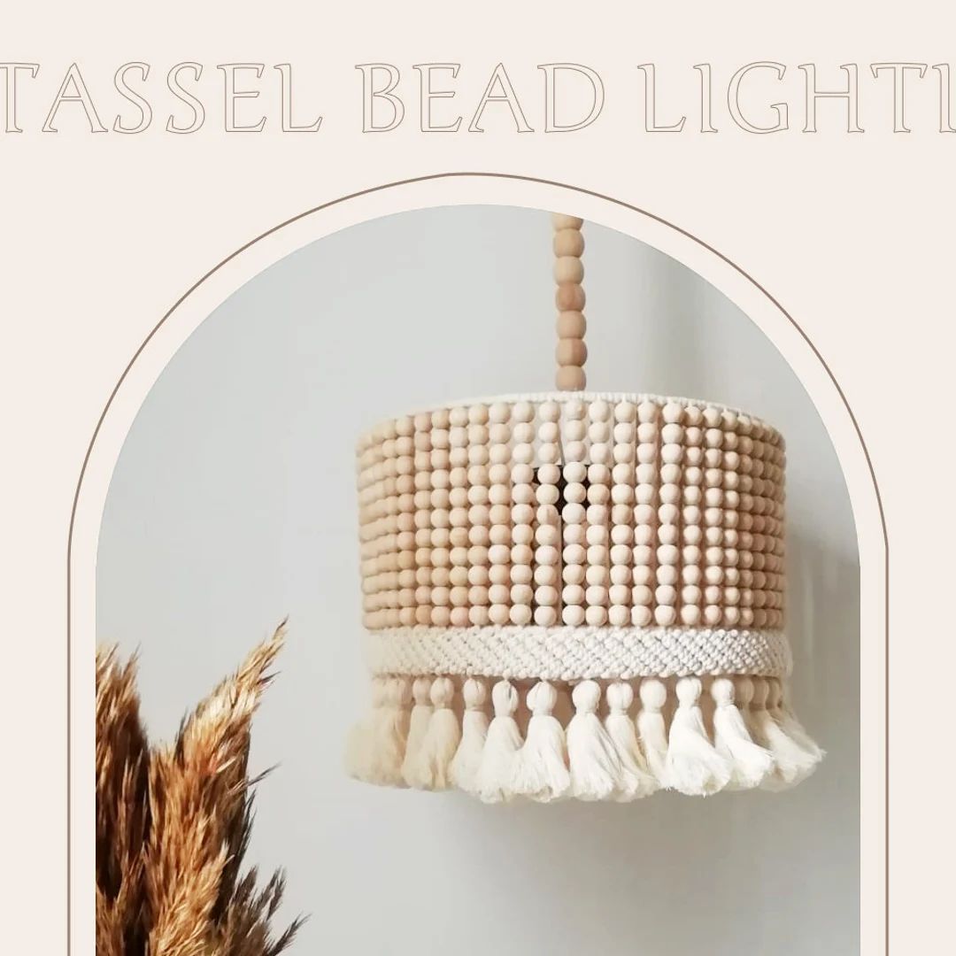Boho Light - Bead Chandelier, Wooden Bead Chandelier - Pendant Light - Macrame Chandelier - Tasse... | Etsy (US)