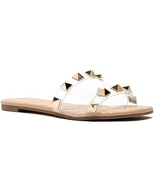 Qupid Sandals Slides for Women, Studded Womens Mules Slip On Shoes | Amazon (US)
