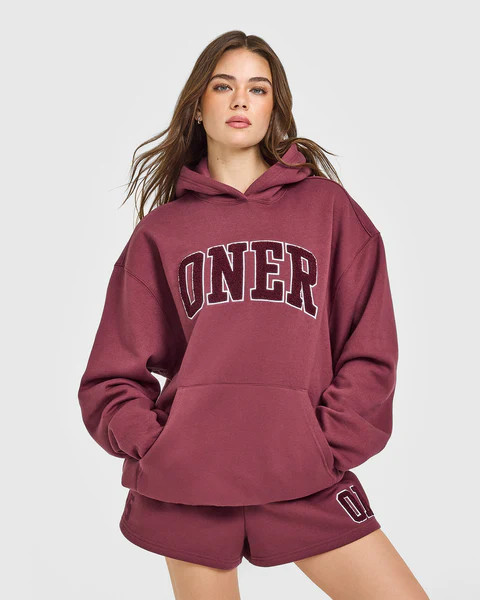 Foundations Oversized Oner 25 Hoodie 
 Burnt Maroon | Oner Active (UK / US)