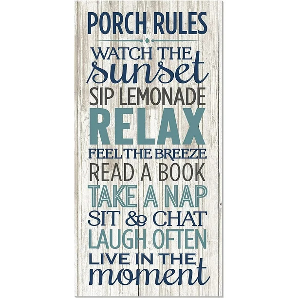 Porch Rules Rustic Wood Farmhouse Wall Sign 18x36 | Walmart (US)