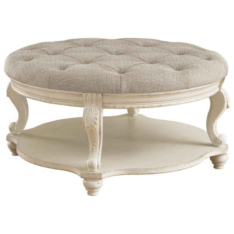 Sara 41" Tufted Round Cocktail with Storage Ottoman | Wayfair North America