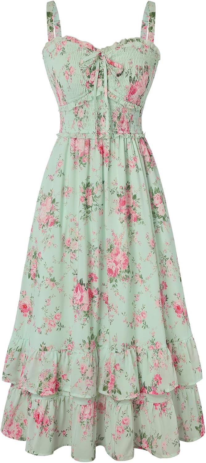 Scarlet Darkness Women's Floral Dress Smocked Sundress with Pockets | Amazon (US)