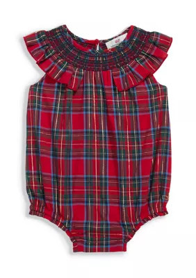 Vineyard Vines Baby Girls Regan Tartan Bubble Onesie | Belk