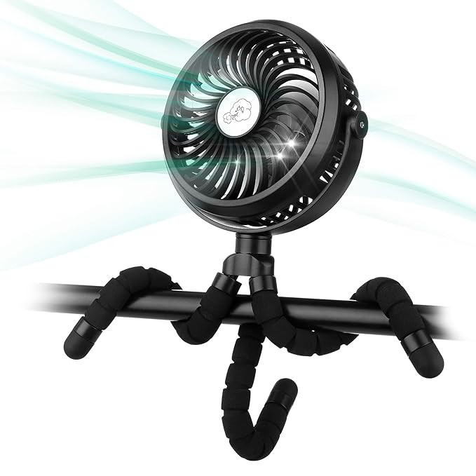 Battery Operated Stroller Fan Flexible Tripod Clip On Fan with 3 Speeds and Rotatable Handheld Pe... | Amazon (US)