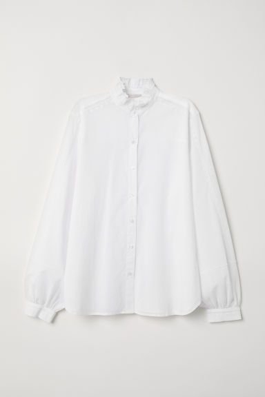 H & M - Cotton Blouse with Embroidery - White | H&M (US + CA)