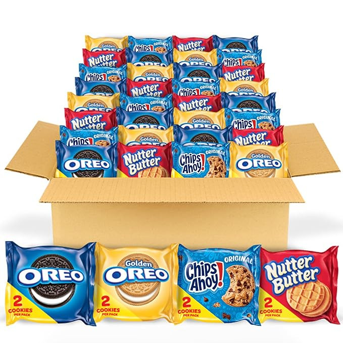 OREO Original, OREO Golden, CHIPS AHOY! & Nutter Butter Cookie Snacks Variety Pack, 56 Snack Pack... | Amazon (US)