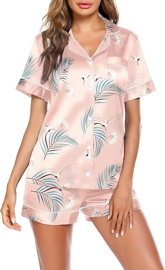 Ekouaer Pajamas for Women Set Silk Satin Pjs Button Down Sleepwear Summer Loungewear Top and Shor... | Amazon (US)