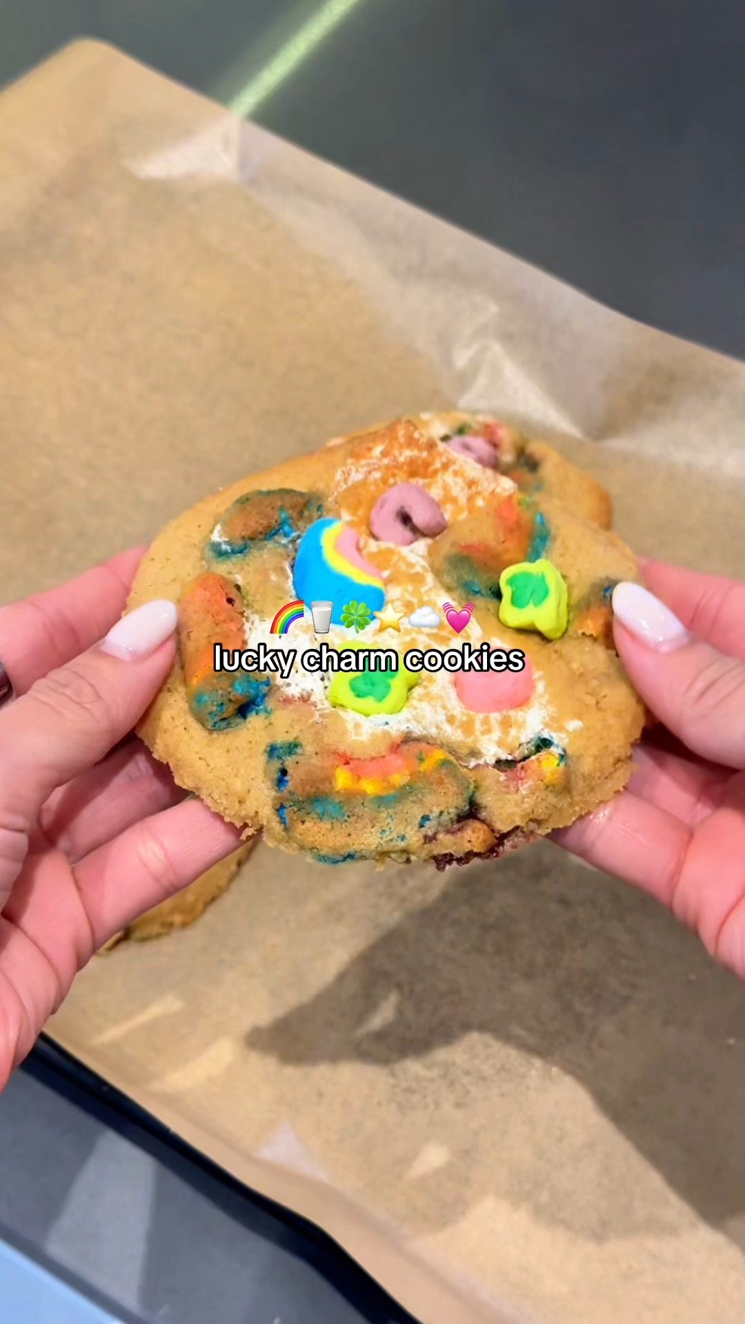 ingredients 
1/2 cup butter, softened
1/2 cup brown sugar
1/4 cup granulated sugar
1 egg, at room temp
1 tsp vanilla extract
1 cup all-purpose flour (130 grams)
1 cup lucky charms cereal
1/2 tsp baking powder
1/2 tsp salt
1/2 cup lucky charms marshmallows
1/2 cup marshmallow fluff (or 4-5 large marshmallows)

instructions 
- Preheat the oven to 350F.
- Use a spoon or 1 tbsp sized cookie scoop to scoop out 1 tbsp sized dollops of marshmallow fluff onto a piece of parchment paper. - Continue until you have 8-9. Transfer to the freezer to harden while you make the cookies. (You can also use normal marshmallows here — just cut the marshmallows in half. No need to put in the freezer)
-Add the softened butter, brown sugar, and granulated sugar to a bowl. Use a stand mixer or hand mixer to mix the butter and sugars for 3-4 minutes, until fully combined.
-Add the egg and vanilla and mix again until well combined.
Add the lucky charms cereal (not the marshmallows) to a blender and blend until it’s a fine powder.
-Add the flour, blended lucky charms, baking powder, and salt. Mix until just combined. Add the lucky charms marshmallows and mix until just combined.
-Take the marshmallow fluff out of the freezer. Use a large scoop (about 1/4 cup) to scoop out the dough. Use your fingers to create a cavity in the dough (while it is still in the scoop). Put a piece of marshmallow fluff in the cavity and close the dough around it.
-Transfer the stuffed dough ball to a baking sheet lined with parchment paper. Place up to 4 dough balls on the sheet and transfer to the oven. 
-Bake for 8-9 minutes until just starting to set.
-Because of the marshmallow on the inside, these cookies will likely spread into an odd shape. Use a circular cookie cutter or the back of a spoon to help reshape them into circles.
-Let them cool for 10 minutes, then transfer to a cooling rack to cool completely. Enjoy!

#LTKHoliday #LTKGiftGuide #LTKselfcare