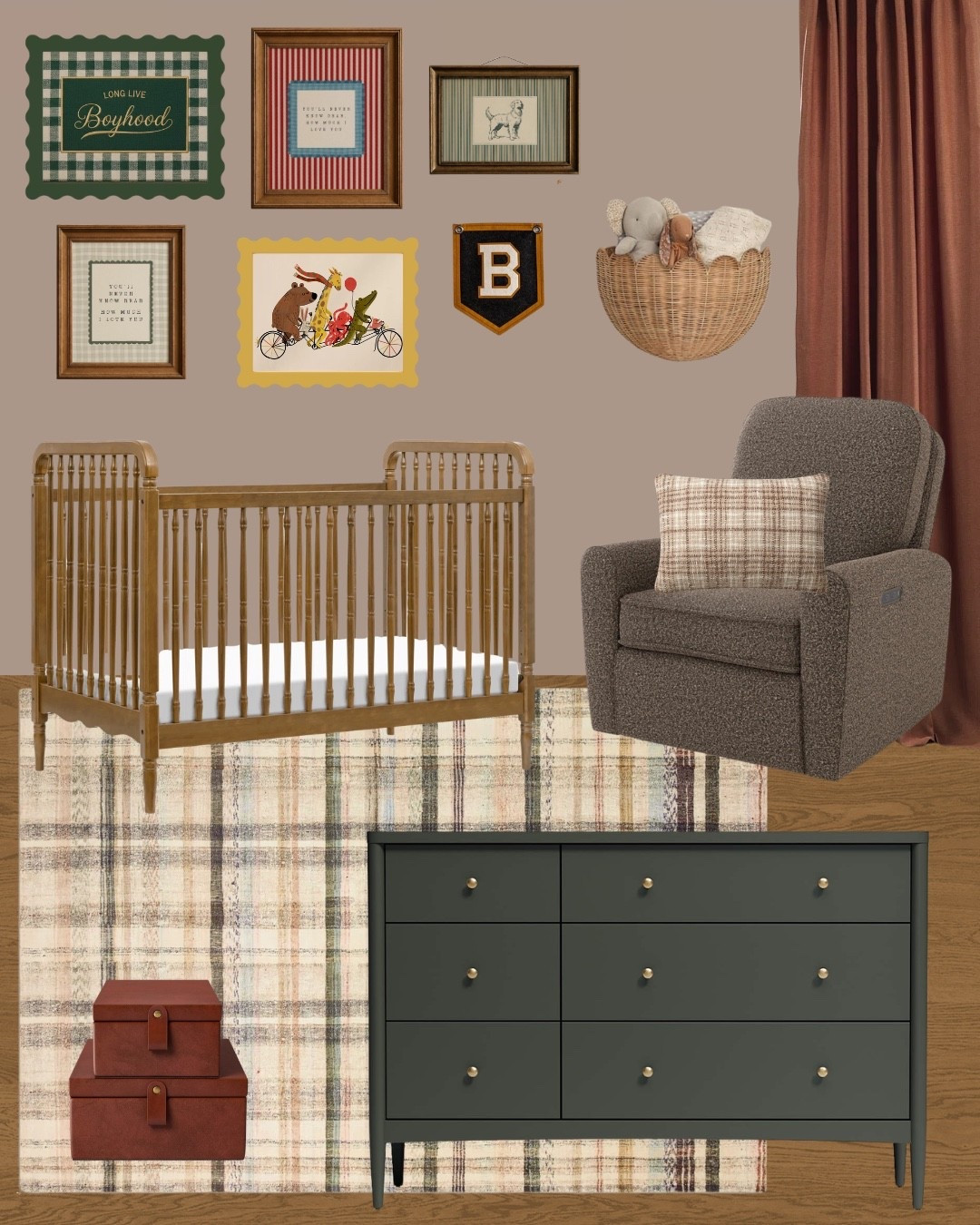 I had so much fun making this baby boy nursery inspo moodboard for a friend. Using art, vintage inspired pieces, mixed wood tones, different textiles and patterns in the nursery decor really gives a warm and cozy feeling for a boys room. 

#LTKBump #LTKHome #LTKBaby