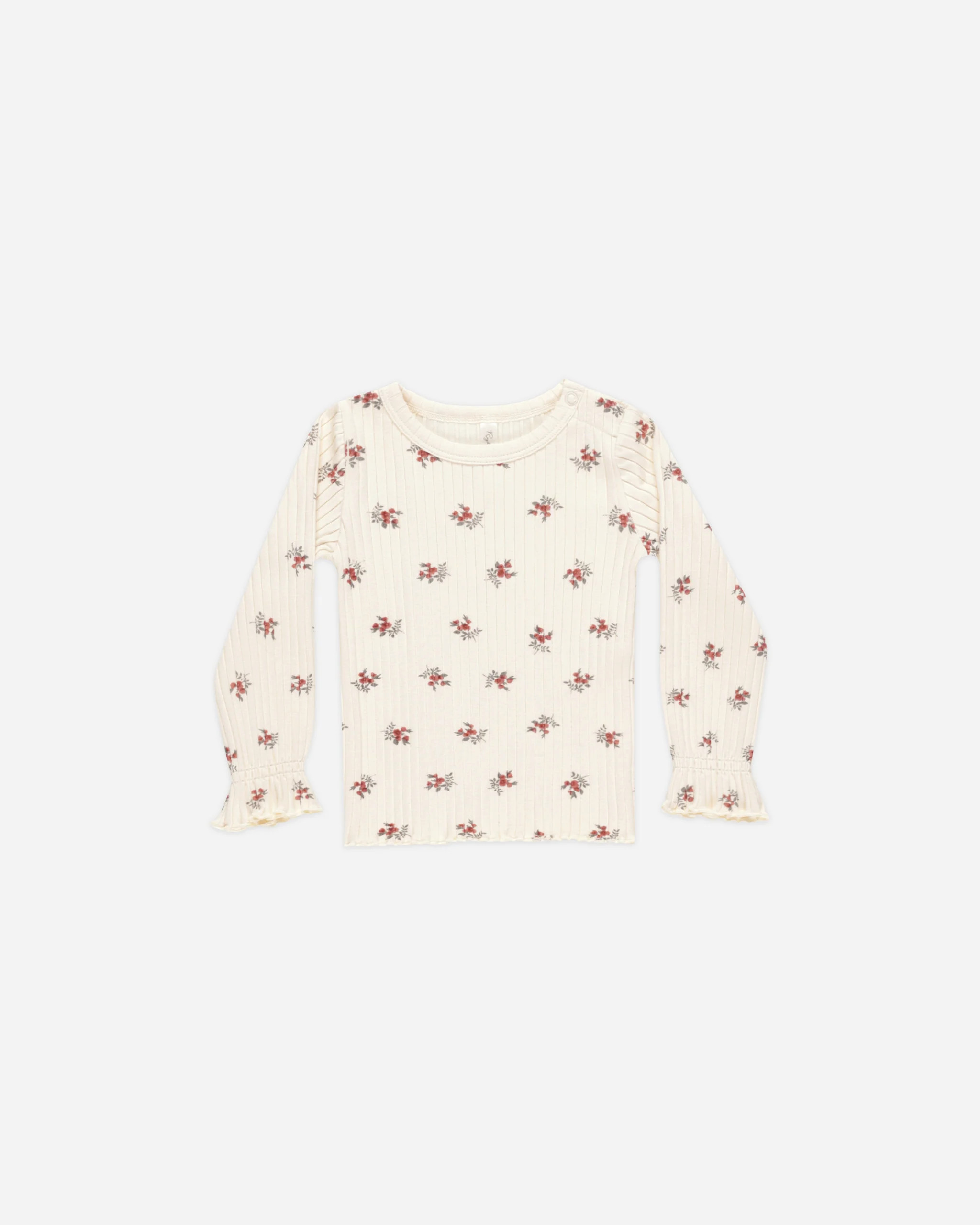 Ribbed Long Sleeve Top || Brick Ditsy | Rylee + Cru