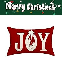 RABUSOFA Christmas Pillow Covers 12x20,Joy Decorative Throw Pillows,Nativity Jesus Pillow Cases,L... | Amazon (US)