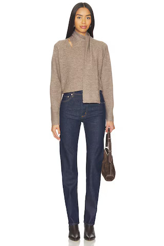 Line & Dot Billie Scarf Sweater in Taupe from Revolve.com | Revolve Clothing (Global)
