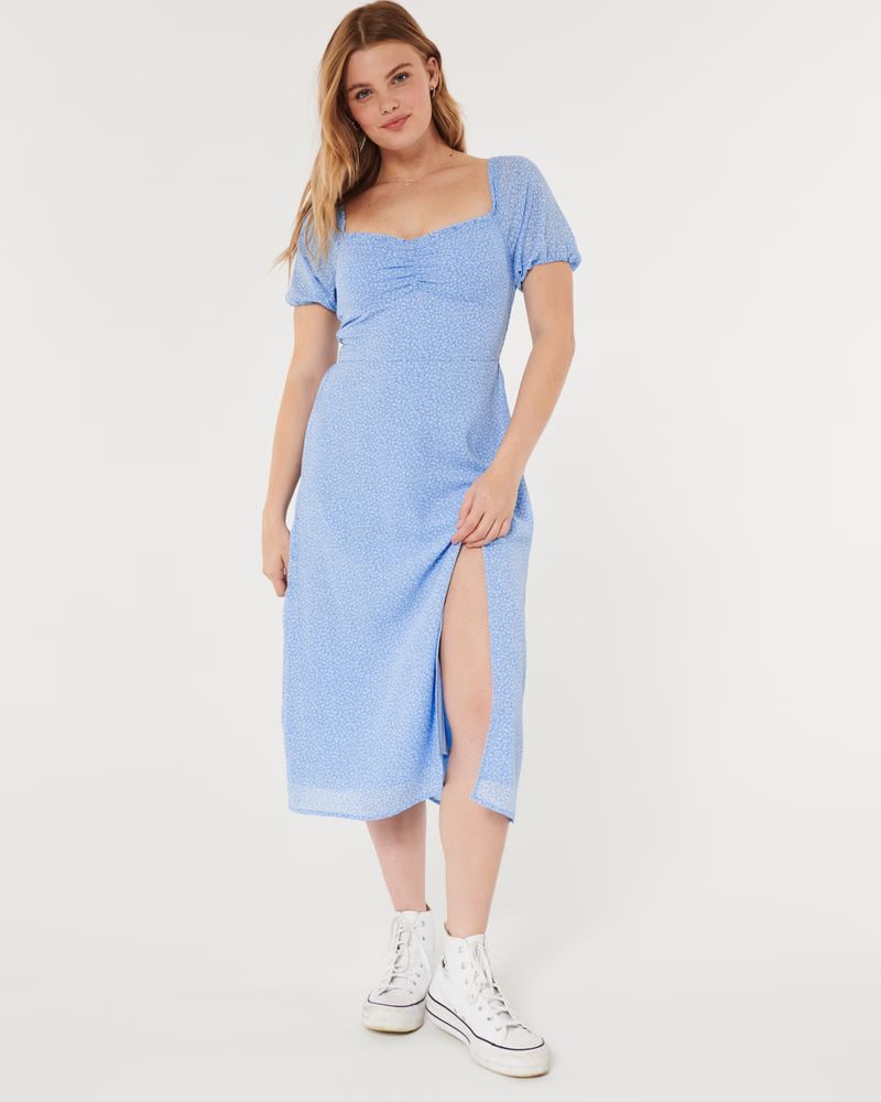Short-Sleeve Midi Dress | Hollister (US)