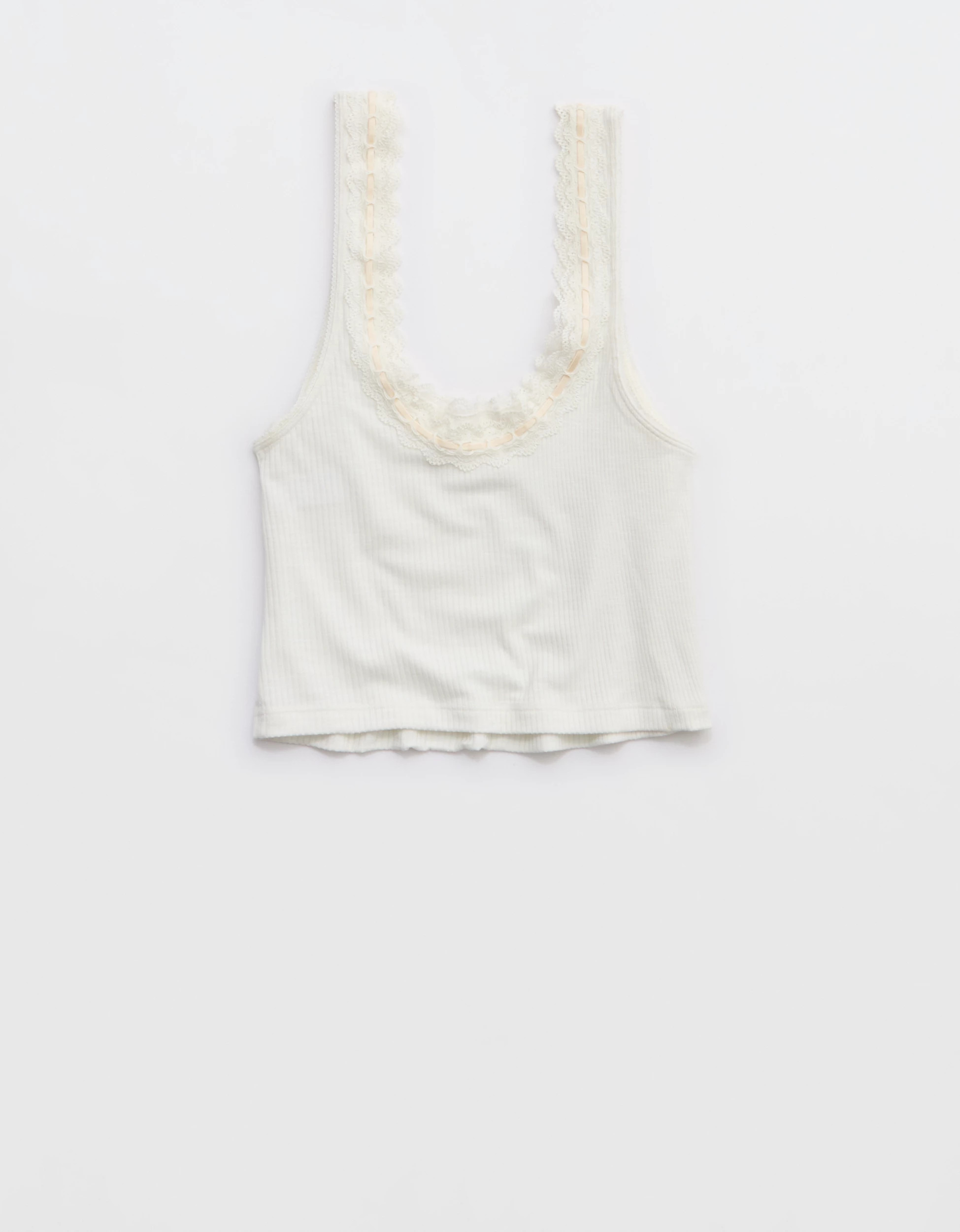 Superchill Cotton Rib Lace Tank Top | Aerie