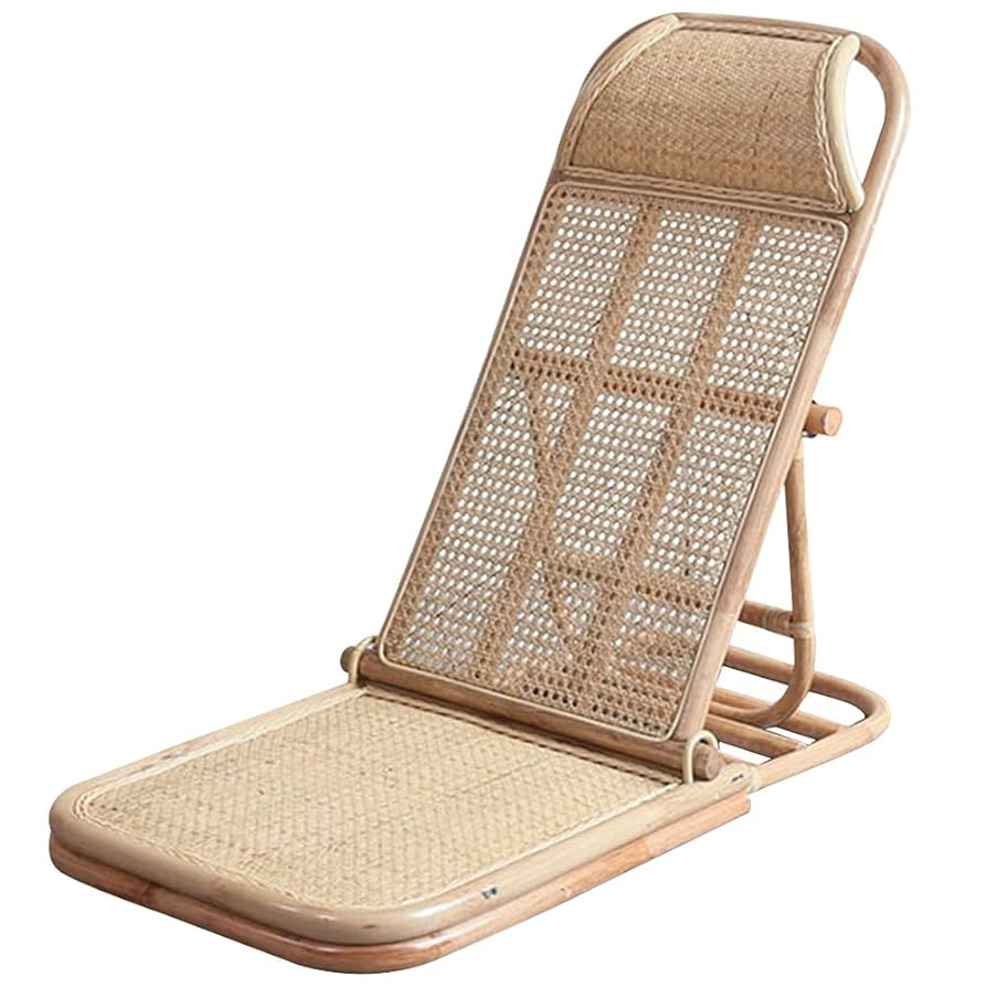 4-Gear Adjustable Folding Rattan Floor Chair Foldable Beach Chair Lazy Floor Lounge Tatami for Ho... | Amazon (US)