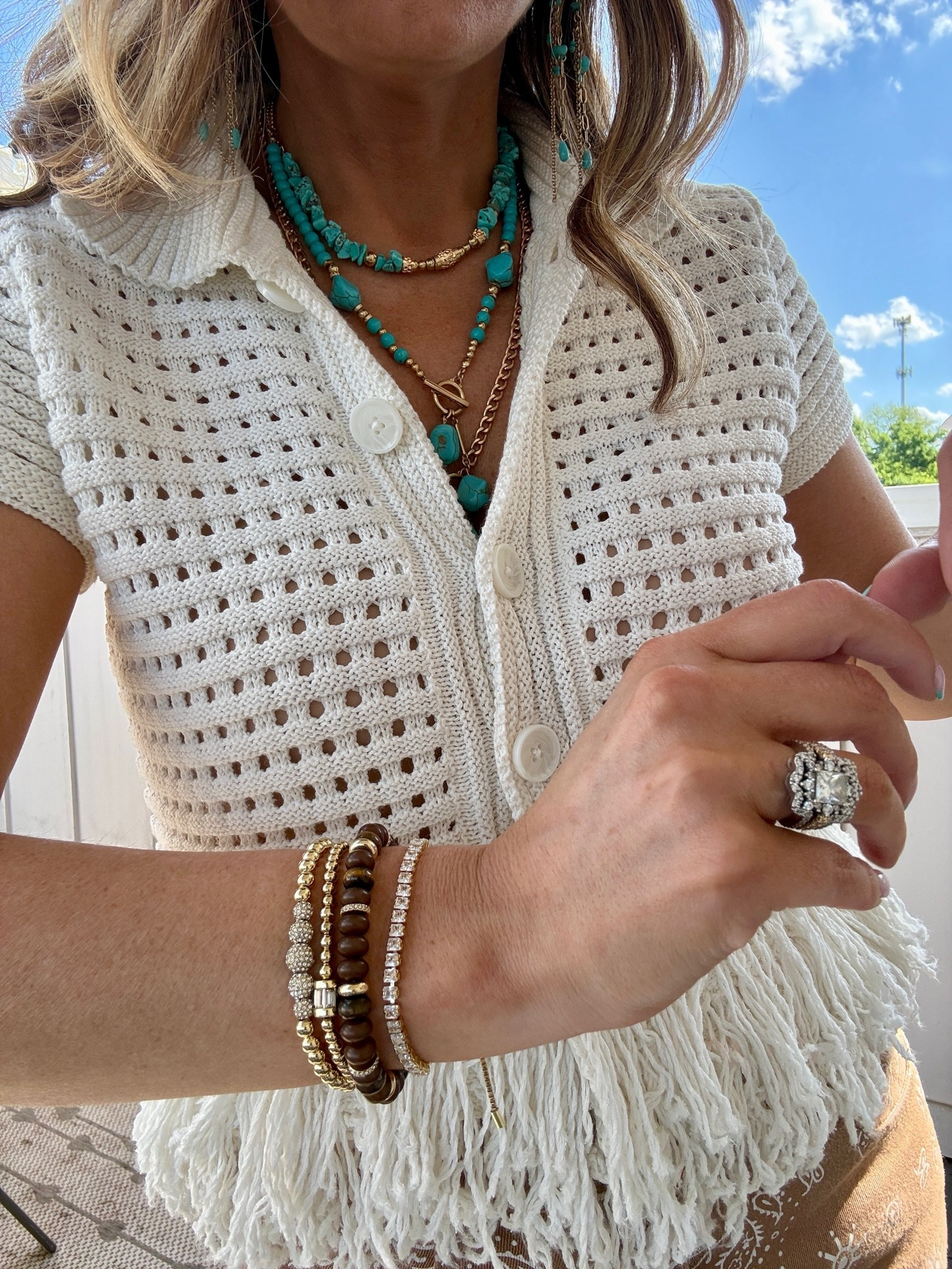 BaubleBar bracelets are on sale for only $10!! 

What I wore out in Nashville!
Crochet top (petite small)
Bandana print jeans (4)
Turquoise jewelry 

Casual outfit, spring outfit, western outfit, easy outfit, wide leg jeans

#LTKootd #LTKSaleAlert #LTKOver40