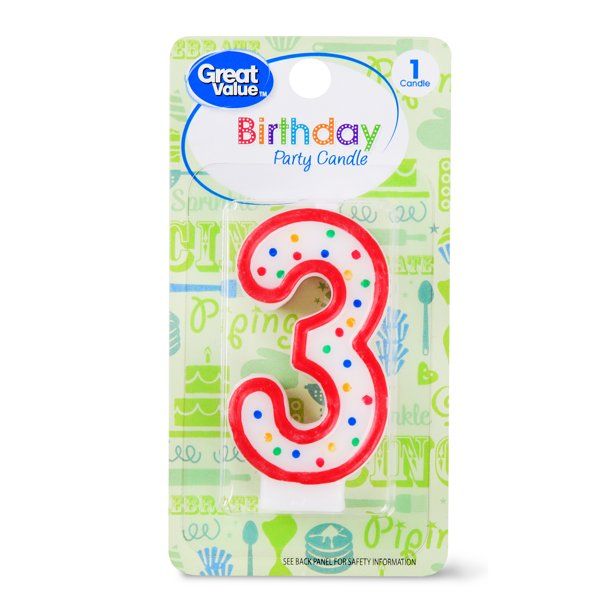 Great Value Birthday Party Candle, Number 3 | Walmart (US)