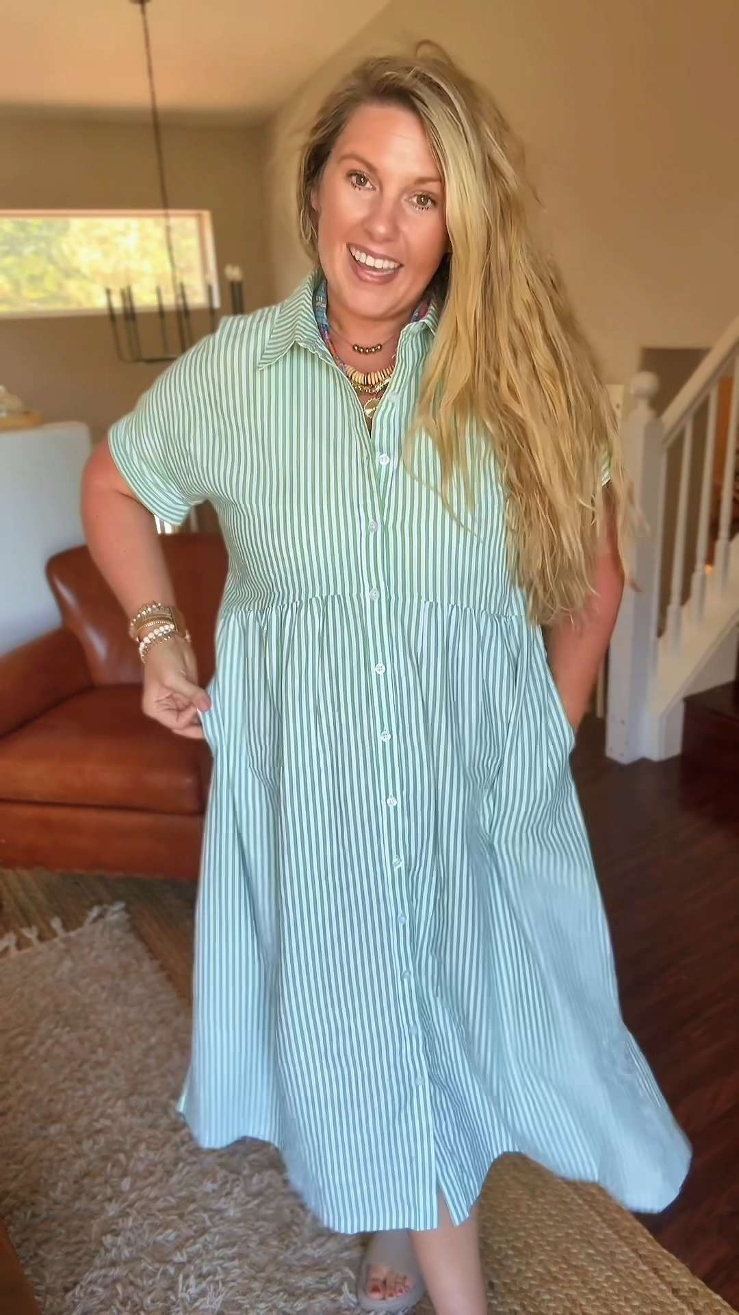 There’s something about an oversized striped dress that just works on hot days when jeans sound like a bad idea. The side slit and pockets give it that relaxed feel while still looking stylish enough for going out. 

 #LTKdayinmylife #LTKootd #LTKTravel