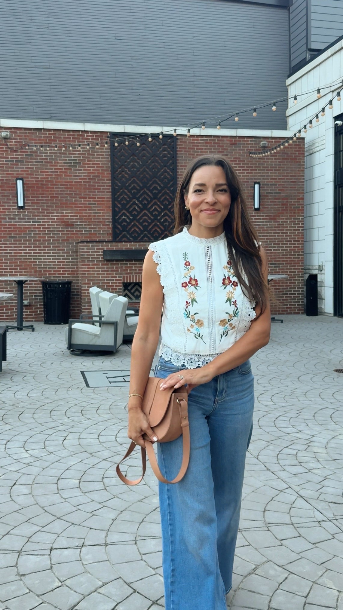 Embroidered top from Commense (wearing size small) and jeans from Target!