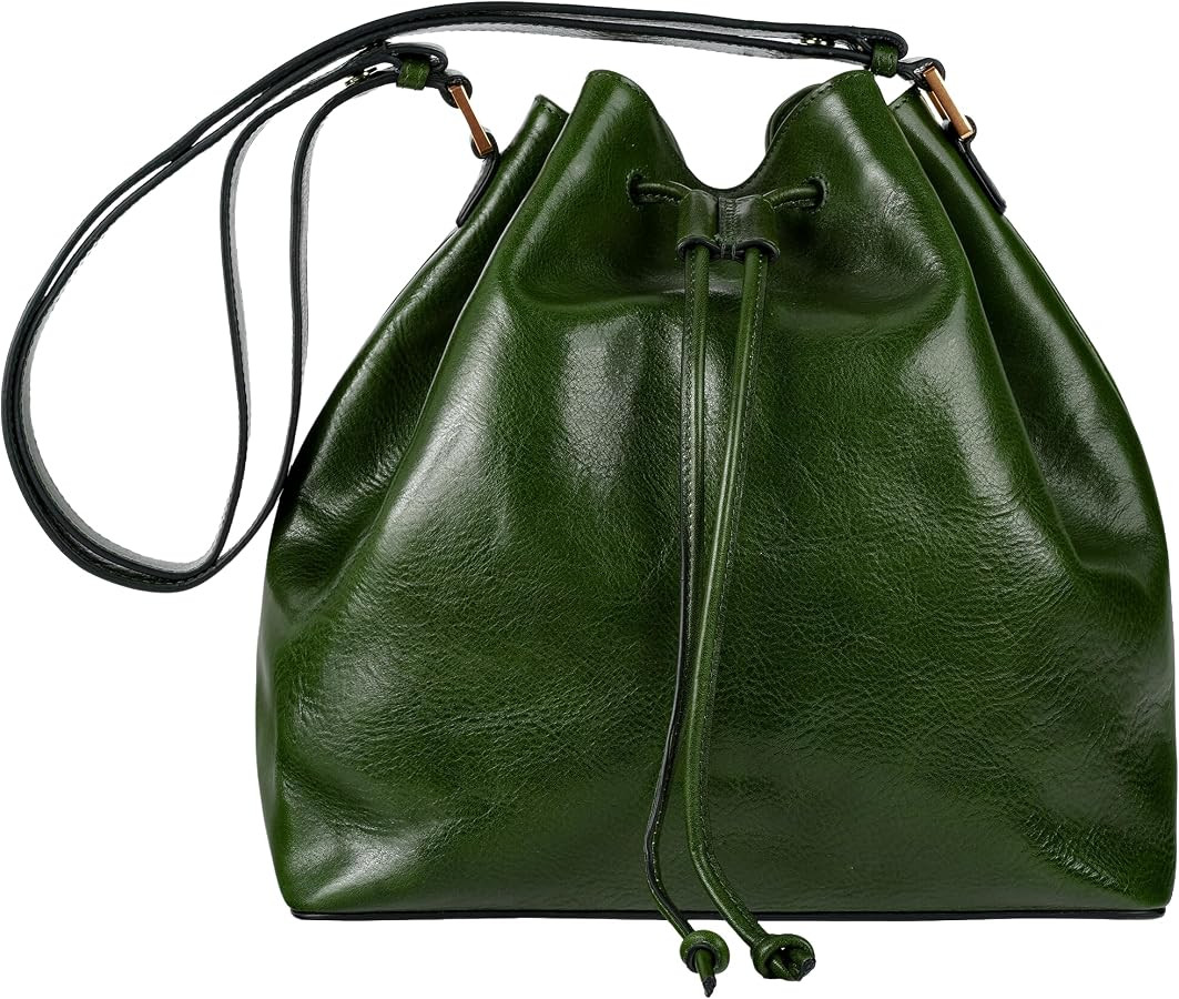 Time Resistance Leather Bucket Bag - Full-Grain Leather Handbag for Women - Italian Handmade Shou... | Amazon (US)