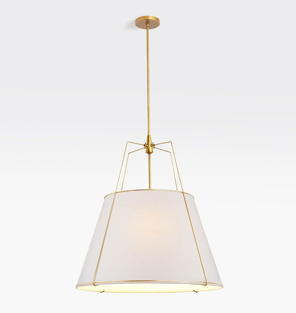 Conical 30" Pendant, Aged Brass - White Shades - 71-3/4" Length | Rejuvenation