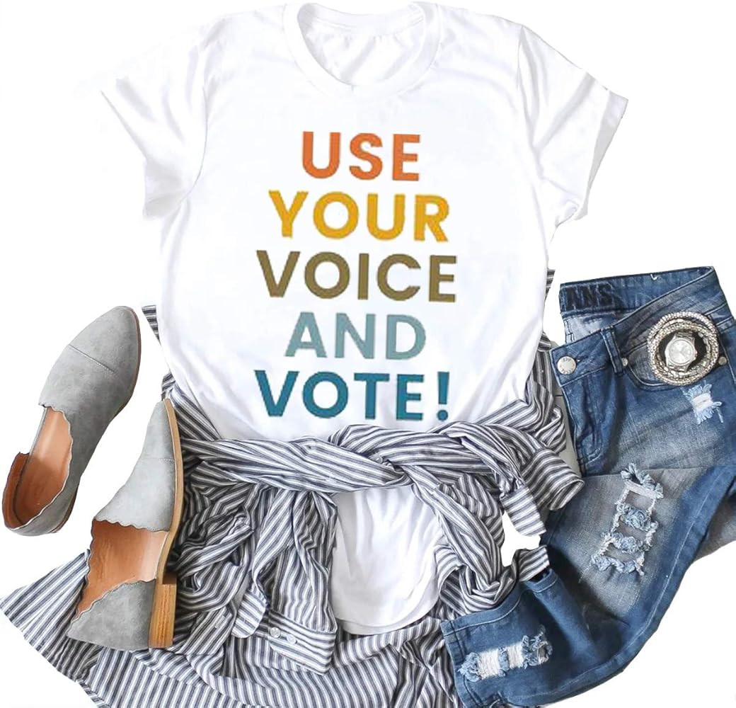 Earlymemb Womens Vote Tshirt Letter Printed Blouse O-Neck Casual Short Sleeve Tops Election Phras... | Amazon (US)